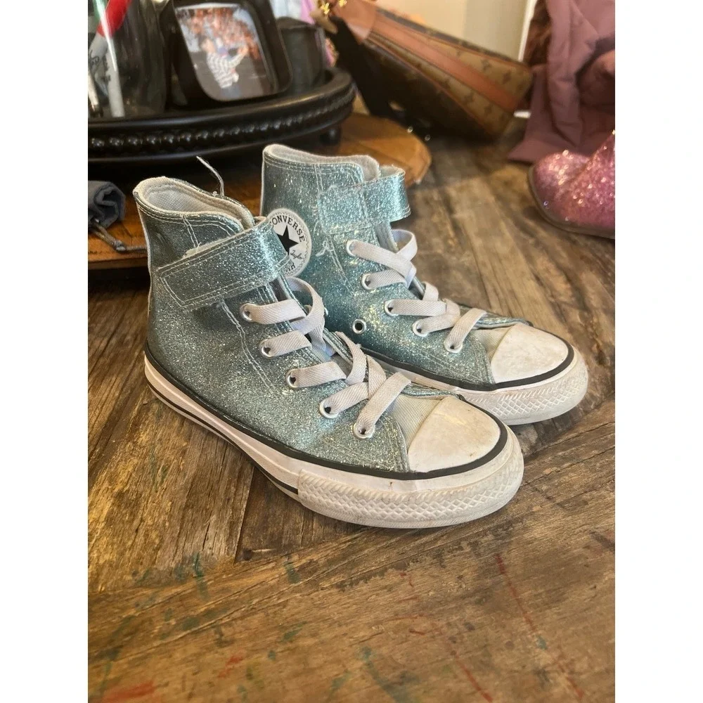 Converse Kids'‎ Chuck Taylor All Star 1V Glitter High Top Sneakers girls 12.5